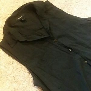 3 for $15 black collared tank with stud buttons